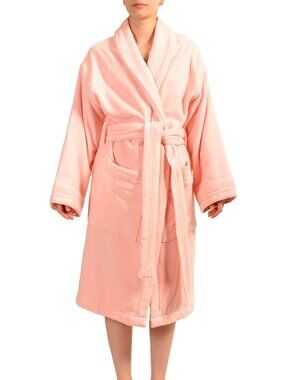 Versace Pink Medusa Logo 100% Cotton Belted Bathrobe Size S